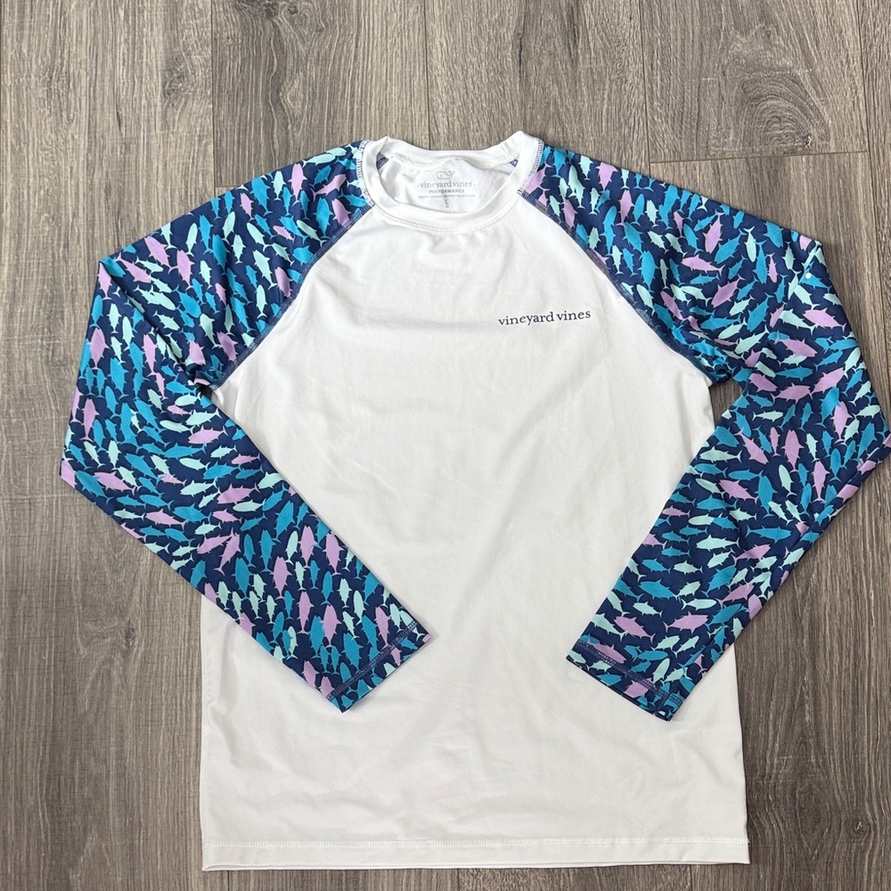Vineyard Vines White and Blue Long Sleeve Shirt